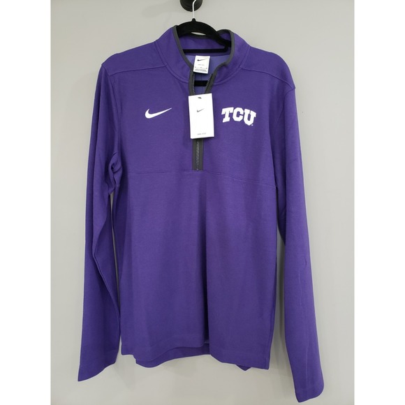 NEW MENS MEDIUM - TCU Horned Frogs Shirt NCAA Football Nike Quarter Zip Pullover